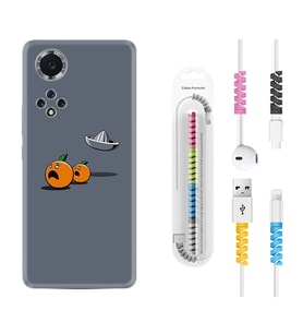 Huawei Nova Y70 Y90 Nova 9 SE  Kılıf Kablo Koruma Spiral Silikon Orange Escape 1374