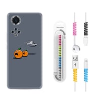 Huawei Nova Y70 Y90 Nova 9 SE  Kılıf Kablo Koruma Spiral Silikon Orange Escape 1374