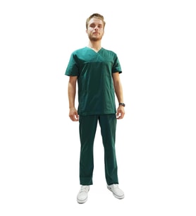 Emel Tekstil Doktor Terikoton Likralı Erkek Yeşil Cerrahi Yaka Takım 4808