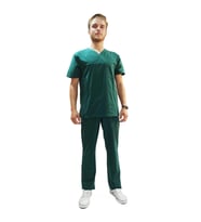 Emel Tekstil Doktor Terikoton Likralı Erkek Yeşil Cerrahi Yaka Takım 4808