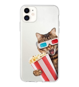 PrintiFy Apple  iPhone 11 ile Uyumlu 1mm Slim Fit Kedi 1 050b Baskılı Şeffaf  Kılıf