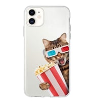 PrintiFy Apple  iPhone 11 ile Uyumlu 1mm Slim Fit Kedi 1 050b Baskılı Şeffaf  Kılıf