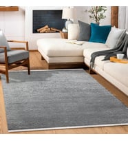 Gri Halı Salon Halısı Geometrik Desenli Kabartmalı Yüzey Dijital Baskı Polyester Modern Stil
