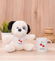 Kişiye Özel Sevimli Domatesler Peluş Köpek ve Beyaz Kupa