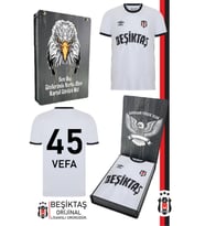 Beşiktaş Orijinal Lisanslı Nostalji Beyaz Kişiye Özel BJK Çocuk Forma Hediyelik Ahşap Kutu (BEYAZGRI-BEYAZ)