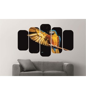 Md46 5 Parça Papağan Uv Baskılı Mdf Tablo