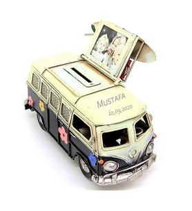 El Yapımı İsme Özel Nostaljik Metal Vosvos Minibüs Siyah E-3394SS