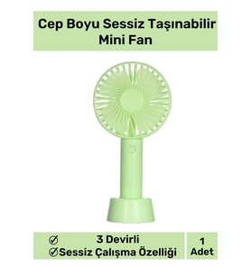 Özel Üretim Usb Şarjlı 3 Kademeli Sessiz Taşınabilir Mini Fan Pervaneli Soğutucu Küçük Vantilatör