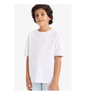 Defacto Oversize Kalın Kumaş Beyaz Erkek Çocuk T-Shirt G6486A8/WT34