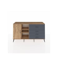 Kronos Konsol 4 Raflı 4 Çekmeceli Tek Kapaklı  176x59x99 Çam-Çam/Antrasit