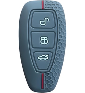 AutoHan Keys Ford Anahtar Kılıfı, Focus Fiesta Kuga Mondeo Smax Cmax Ecosport Modelleri için, Gri Petek Desenli Silikon Koruyucu Kılıf