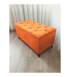 Lüks Sandıklı Kapitoneli Ayakucu Puf Bench 90 cm Ceviz Ayak (Çok Renkli)