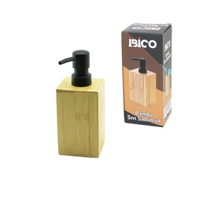 KARE AHŞAP BAMBU SIVI SABUNLUK SİYAH PLASTİK POMPA ÇAP: 7CM - Y: 11.5CM GO-53-vice 00732