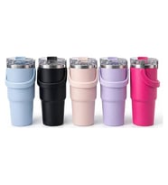 900 Ml Taşıma Kulplu Paslanmaz Çelik Termos Mug - Vakumlu Isı Yalıtımlı Bardak Alk4631