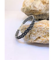 Gümüş Kazaziye Örgü Bileklik : Siyah - Beyaz - 17 cm : Oksitli - 17 cm (Siyah - Beyaz)