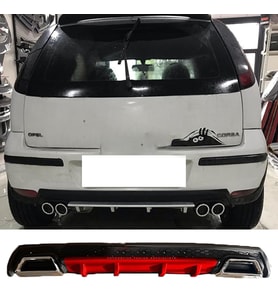 Opel Corsa C Kırmızı Difüzör Çiftli Kare Egzoz Görünümlü D Tip Difizör