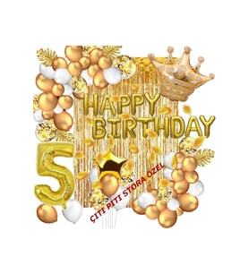 5 Yaş Lüks Happy Bırthday Kral Taçlı Doğum Günü Seti