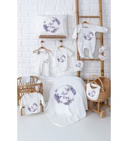 Pia Baby Premium %100 Pamuk 11 Parça İsimli Kız Bebek Hastane Çıkışı Yeni Doğan Hediyelik Set 5020-00 (Ekru)