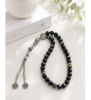 Gold Obsidyen Tesbih Premium Kalite 8 mm Parlak Faset Kesim Tesbih Şık Tasarım