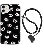 Apple iPhone 11 12 13 Mini Kılıf Boyun Askılı Silikon Panda Suratları 1773
