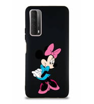 Huawei Y7A Soft Premier Kapak Minnie Mouse-F Tasarımlı Silikon Kılıf - Siyah (Şeffaf)