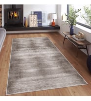Yeşil Batik Desen Renk Geçişli Yıkanabilir Kaymaz Taban Leke Tutmaz Modern Salon Halısı ve Yolluk (Koyu Bej)