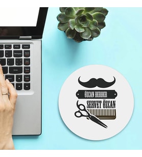 İsimli Berberlere Özel Yuvarlak Mousepad