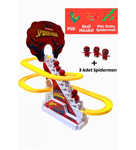 Dön Dolaş Spiderman Oyunu Işıklı Müzikli Pilli Merdivenden Çıkıp Kaydıraktan Kayan Yavru Spider-man