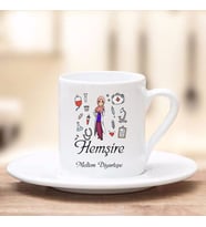 Hemşirelere İsimli Türk Kahve Fincanı (Beyaz)