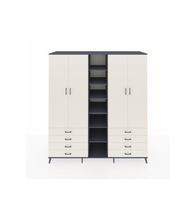 Kronos Dolap 10 Raflı 8 Çekmeceli 2 Askılı 220x59x243 Antrasit-Aytaşı/Aytaşı