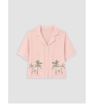 LCW DREAM Pembe Gömlek Yaka Nakışlı Kadın Pijama Üst