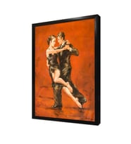 Siyah Giymiş Tango Yapan Çift Çerçeveli Mdf Tablo