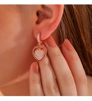 ?Gümüş Rose Sallantılı Kalp Kadın Küpe