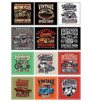 Vintage Moto Poster Sticker 12 Parça Telefon, Tablet, Defter, Laptop Sticker
