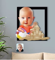 BK Gift Kişiye Özel Tatilci Çocuk Karikatürlü 3D Ahşap Tablo-2