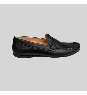 BEREN FOOTWEAR 220 ERKEK HAKİKİ DERİ LASTİK AKSESUARLI LOAFER AYAKKABI SİYAH