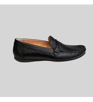 BEREN FOOTWEAR 220 ERKEK HAKİKİ DERİ LASTİK AKSESUARLI LOAFER AYAKKABI SİYAH