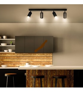 RIOLİGHT MODERN SİYAH SALON,MUTFAK,GİYİNME ODASI,CAFELER İÇİN METAL 4LÜ SPOT AVİZE(AMPUL DAHİL)