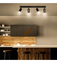 RIOLİGHT MODERN SİYAH SALON,MUTFAK,GİYİNME ODASI,CAFELER İÇİN METAL 4LÜ SPOT AVİZE(AMPUL DAHİL)