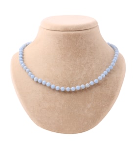 Anjelit 6 mm Düğümlü Doğal Taş Kolye – Unisex El İşçiliği (50 cm)