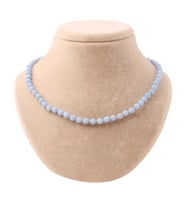 Anjelit 6 mm Düğümlü Doğal Taş Kolye – Unisex El İşçiliği (50 cm)