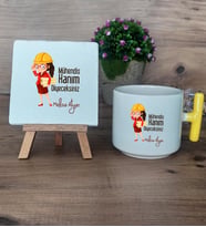 Mühendis Hanım Diyeceksiniz Hediye Seti Kupa Bardak T Kulplu ve Dekoratif Taş Kadın Mühendise Mühendisler Günü Hediyesi (Model 5)