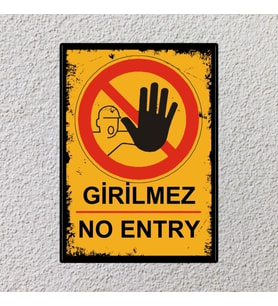 Girilmez No Entry Retro Vintage Ahşap Poster 36611