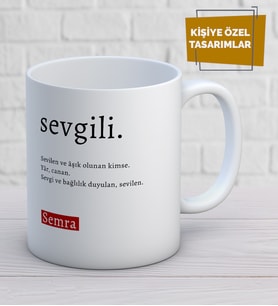 Kişiye Özel Sevgili Yazılı Porselen Kupa Bardak
