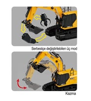 JCB Lisanslı Uzaktan Kumandalı Ekskavatör - Şarjlı Metal Kepçeli Sesli Işıklı İş Makinesi (1:20 Ölçek)