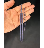 ERKAN ÇUBUKÇU USTA İŞİ ATEŞ KEHRİBAR TESBİH KESME KESİM KOYU MAVİ 10MMX6,5MM T-793 (Çok Renkli)