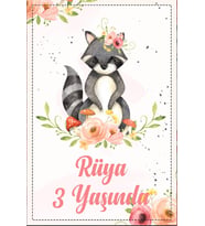 Rakun Temalı Doğum Günü Afişi 35X50 cm