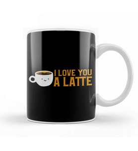 Cute & Funny I Love You A Latte Coffee Pun Kupa Bardak Porselen