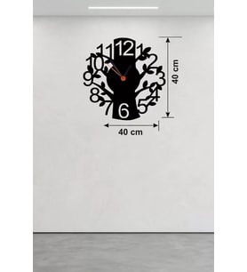 Hayat Ağacı Tasarım Ahşap Duvar Saati - 40X40 Cm Dekoratif