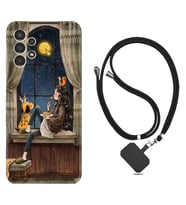 Samsung Galaxy M14 Kılıf Resimli Boyun Askılı İpli Desenli Silikon Dog And Girl 1358